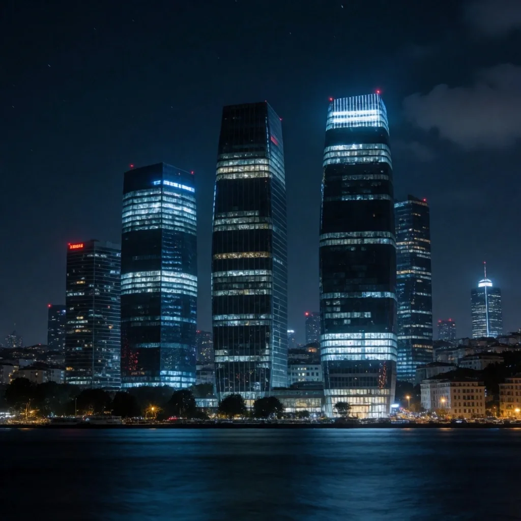 İstanbul finans bölgesi gece görünümü